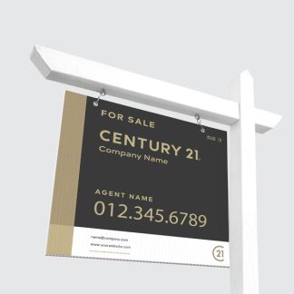 Century 21 For Sale Sign Hanging On Post